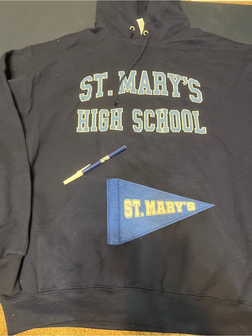 Saint Marys  High School Hoodie Sweatshirt Adult Large Navy Blue Gaels Lot pen